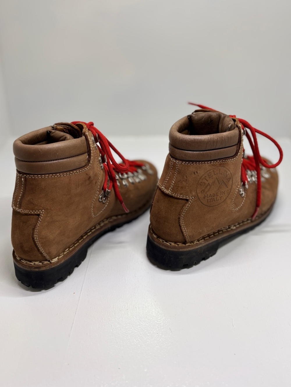 Stellina Made in Italy Hiking Boots Vibram Sole Brown Leather Alpine Mens US 8 - Picture 6 of 15